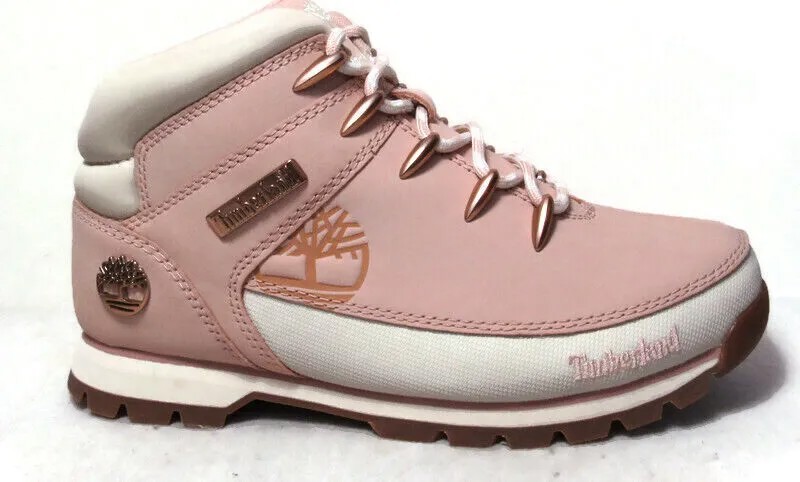 Женские туристические ботинки Timberland Euro Sprint из нубука светло-розового цвета #A2397