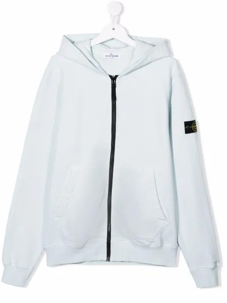 Stone Island Junior худи на молнии с нашивкой-логотипом