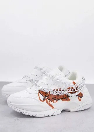 Белые кроссовки с цепочками на массивной подошве ASOS DESIGN-Белый