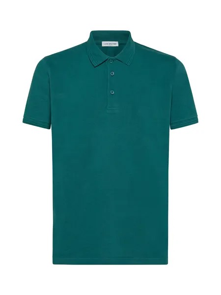 Однотонная рубашка-поло из хлопкового пике Luca D'Altieri, зеленый