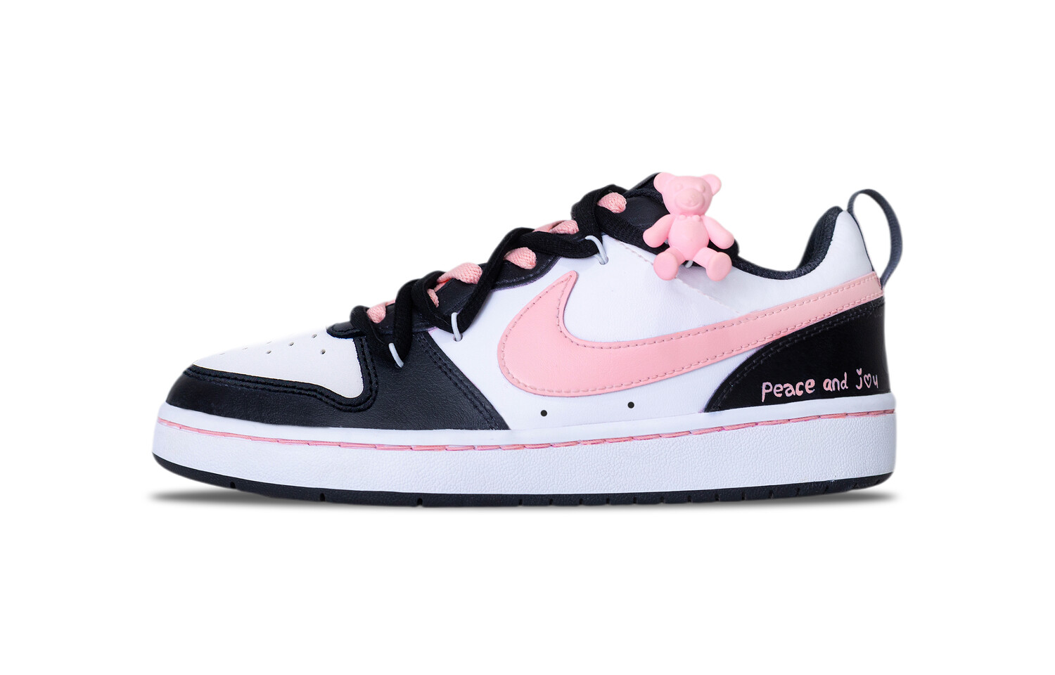 Кроссовки Nike Court Borough 2 Skateboarding Shoes Women's Low-top White, черный/розовый
