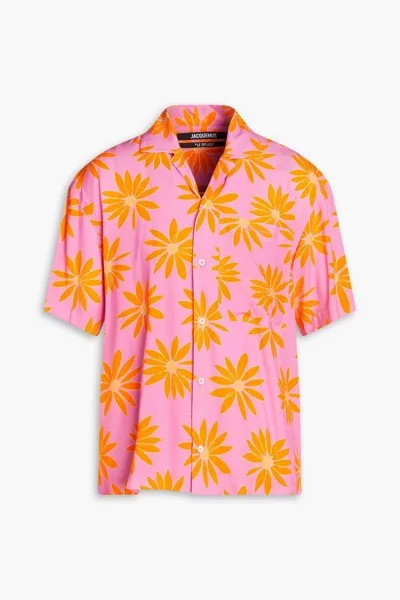 Джинсовая рубашка с цветочным принтом JACQUEMUS, розовый