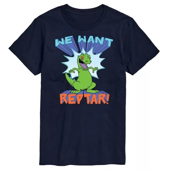 Футболка с рисунком Big & Tall Rugrats We Want Reptar Nickelodeon, синий