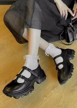 Женские модные однотонные Т-образные ремни с пряжкой Дизайн удобные кроссовки на платформе