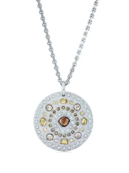 De Beers Jewellers цепочка с подвеской Talisman Large Medal из белого золота с бриллиантами