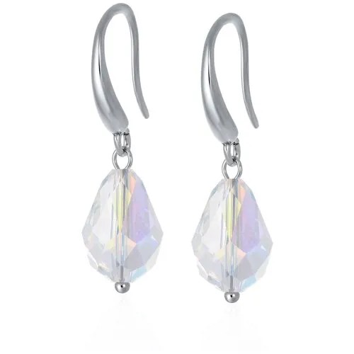 Дизайнерские серебряные серьги с кристаллами Swarovski с эффектом северного сияния