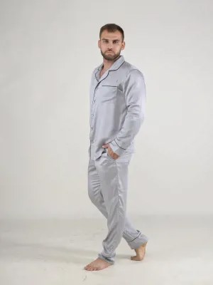 Пижама мужская с брюками Малиновые Сны TENSE1 серебристая 46 RU