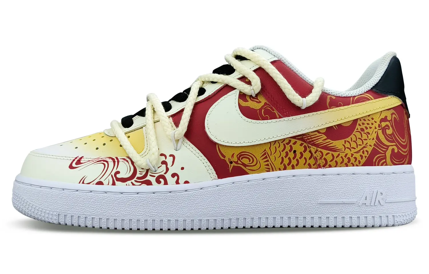 Кроссовки Nike Air Force 1 Skateboarding Shoes Women's Low-top Red/Gold/Yellow/White, золотой/красный