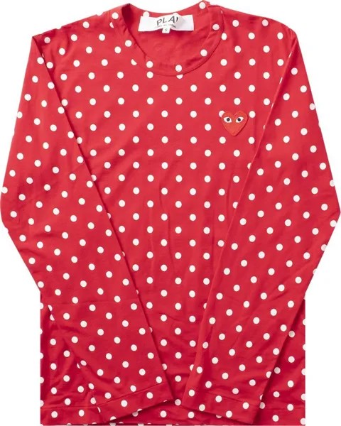 Футболка Comme des Garçons PLAY Polka Dot Heart Logo Long-Sleeve T-Shirt 'Red/White', красный
