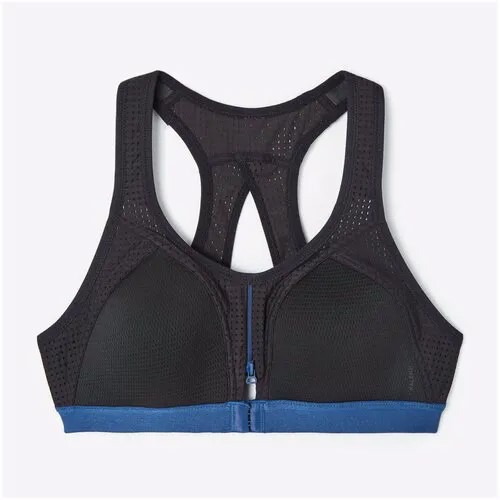 Топ для бега на молнии синий BRA ZIP Х Decathlon