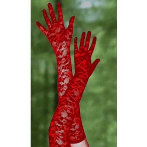 Красные гипюровые перчатки 55см выше локтя женский D13002 ChiMagNa 42-46рр UNI