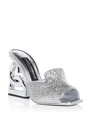 Женские босоножки на каблуке Slip On DOLCE - GABBANA Silver Cr1195 со скульптурным носком 37
