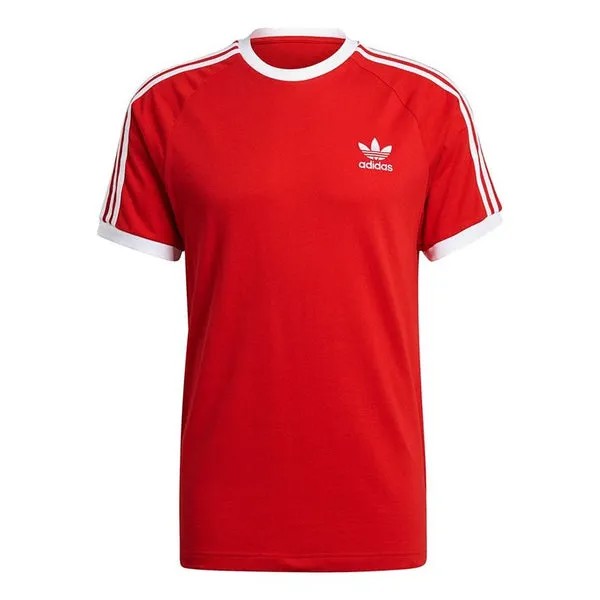 Футболка оригиналы 3 полоски футболка классическая спортивная короткий рукав Adidas, красный