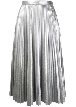 Tibi плиссированная юбка с эффектом металлик