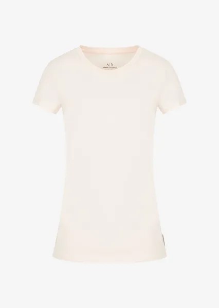 Приталенная футболка из хлопка пима с короткими рукавами Armani Exchange, телесный