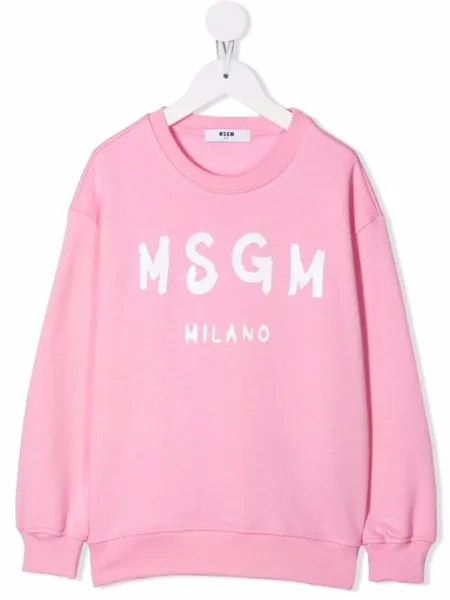 MSGM Kids толстовка с круглым вырезом и логотипом