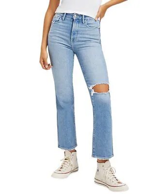 Прямые женские джинсы Good American Good Curve с натуральным индиго