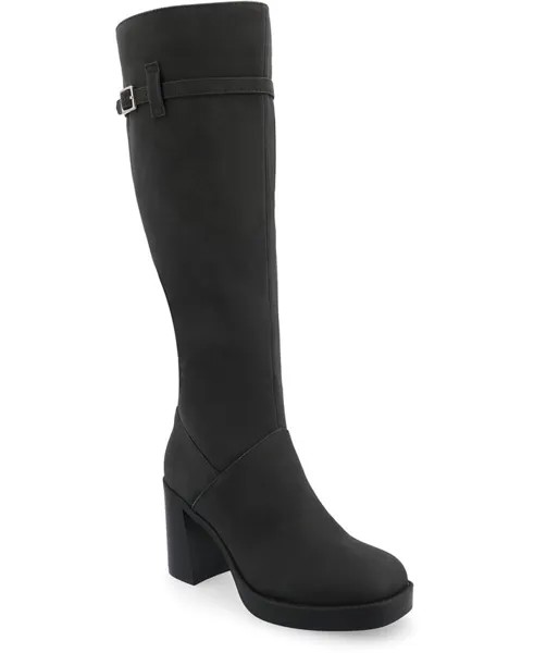 Женские ботинки Letice Tru Comfort из пеноматериала на платформе с квадратным носком, стандартные икры Journee Collection, черный