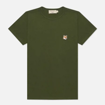 Женская футболка Maison Kitsune Fox Head Patch Classic, цвет оливковый, размер S
