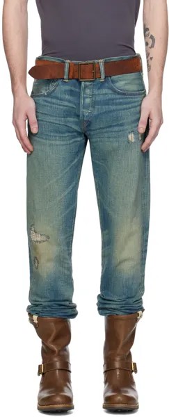 Синие джинсы с селвиджом Rrl, цвет Ridgway wash
