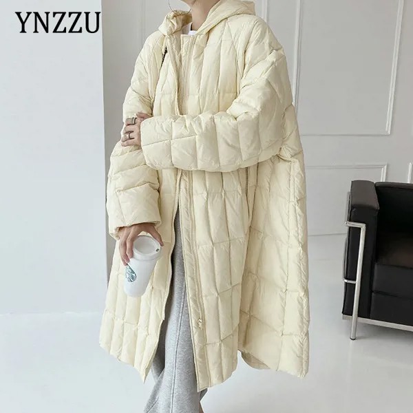 Зимняя теплая Женская длинная пуховая куртка большого размера, модное пушистое пальто с капюшоном, толстая верхняя одежда, повседневная же...