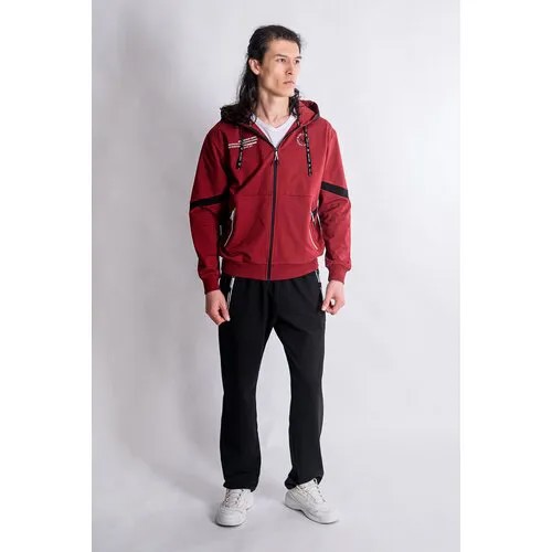 Костюм Bilcee, толстовка и брюки, капюшон, карманы, размер 54, бордовый, черный