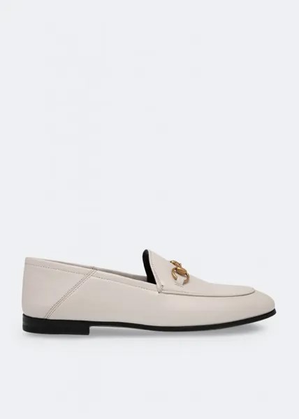 Лоферы GUCCI Horsebit leather loafers, белый