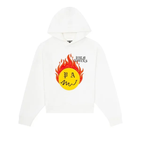 Худи Palm Angels Burning Head Hoodie 'Brillant White/Yellow', белый