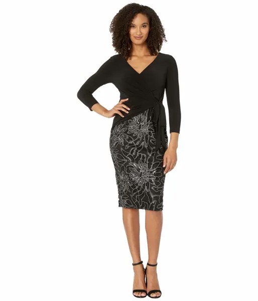 Платье Adrianna Papell, Jersey Wrap Embroidered Sheath Dress