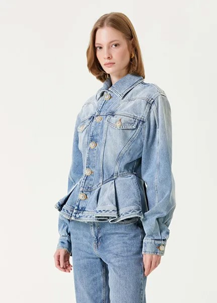Джинсовая куртка со складками Balmain, голубой