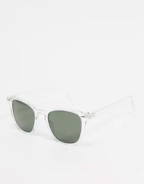 Квадратные солнцезащитные очки в белой прозрачной оправе AJ Morgan-Белый
