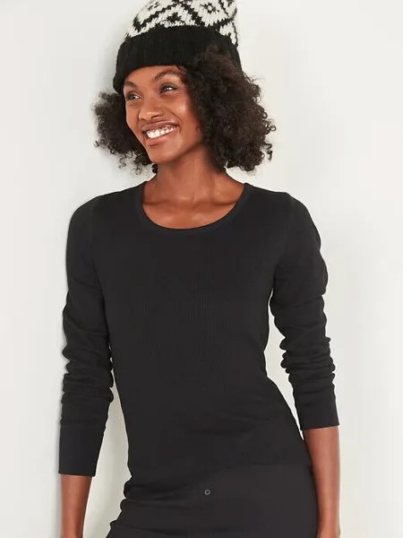 NWT Old Navy Black Мягкая термовафельная вязаная футболка НОВАЯ женская футболка ML XL