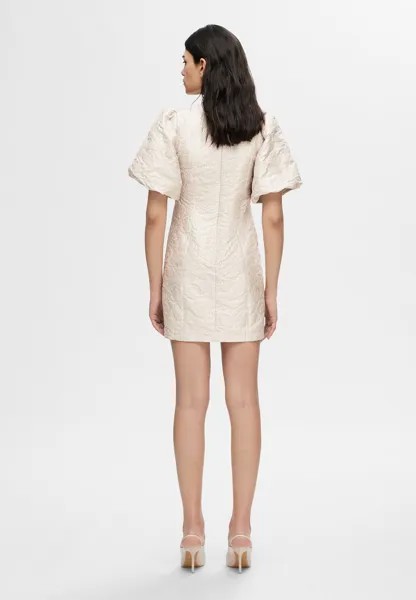 Коктейльное платье SLFDOMA VILMA SHORT DRESS Selected, бежевый