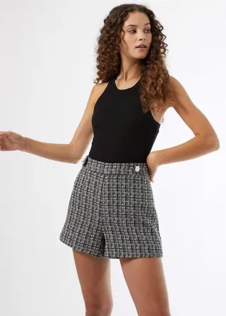 Монохромная юбка-шорты из ткани букле Miss Selfridge-Черный цвет