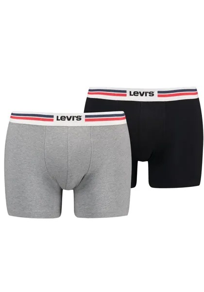 Боксеры Levi's (2 шт. в упаковке), с широким поясом с логотипом, серый