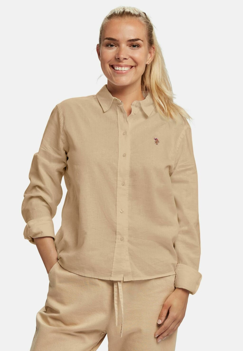 Блузка на пуговицах Else U.S. Polo Assn., бежевый