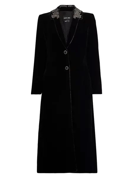 Украшенное бархатное пальто Giorgio Armani, черный