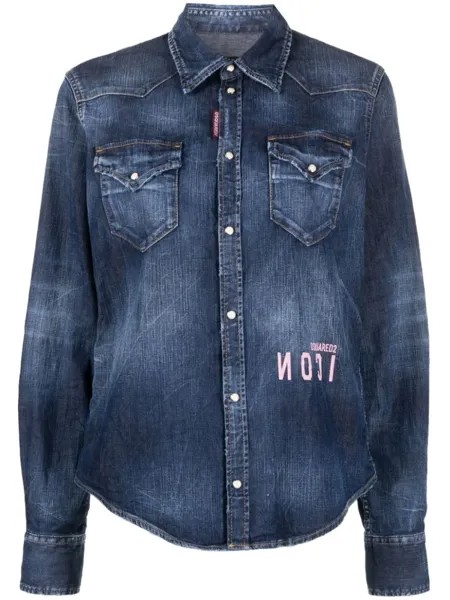 Dsquared2 джинсовая рубашка с логотипом, синий