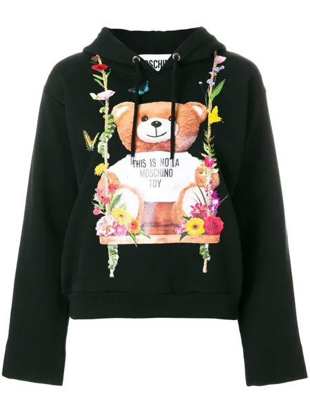 Moschino floral teddy bear motif hoodie