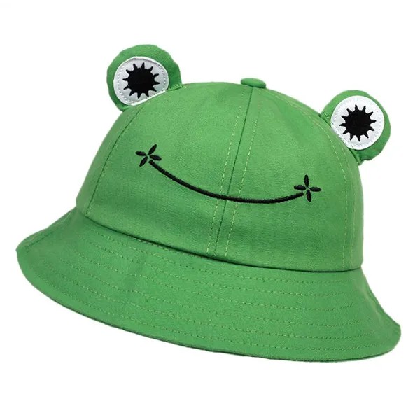 Лягушка Печать ведро Шляпа Повседневная шляпа женщины ВС Защита Шляпа Хлопок All-match Sun Hat