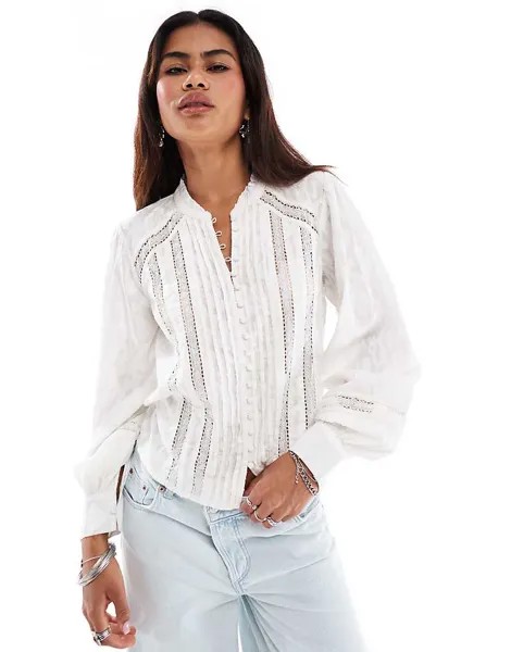 Белая кружевная блузка с пуговицами Free People