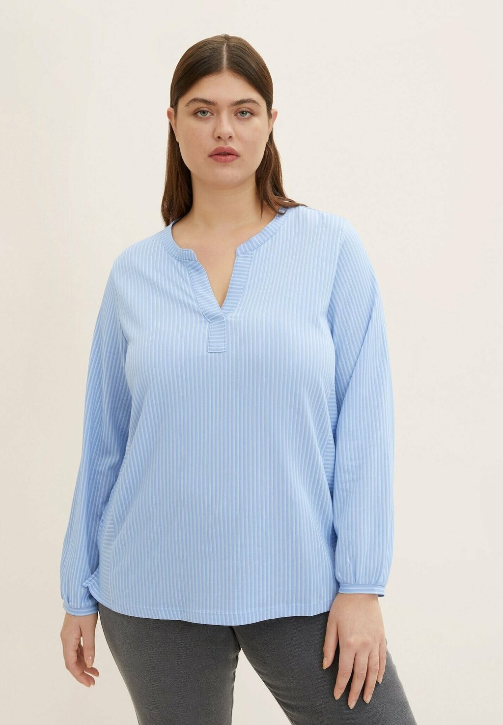 Рубашка с длинным рукавом TOM TAILOR, цвет dreamy blue white thin stripe