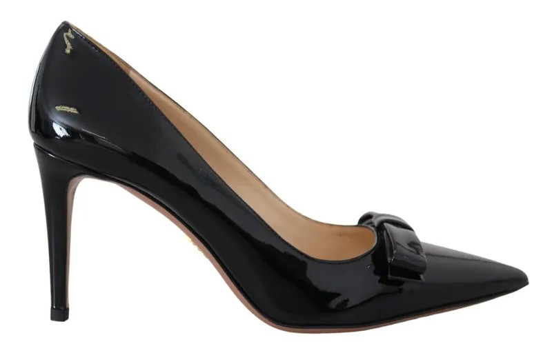 PRADA Shoes Черные туфли-лодочки на шпильке из лакированной кожи, рекомендованная цена EU37.5 / US7 1000 долларов США