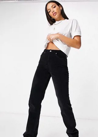 Вельветовые прямые джинсы с классической талией черного цвета в стиле 90-х ASOS DESIGN Tal-Черный цвет