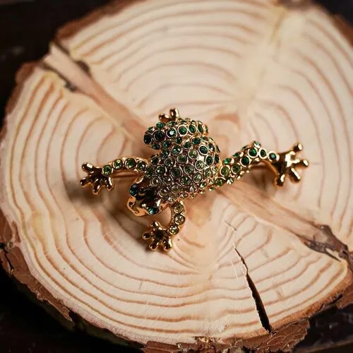 Брошь Monet, кристаллы Swarovski, стразы, зеленый, золотой