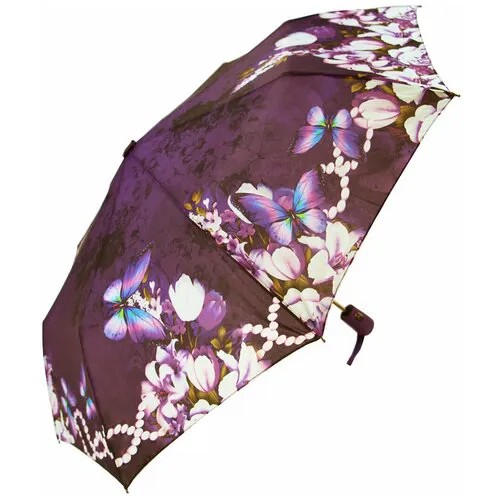 Зонт Rainbrella, полуавтомат, 3 сложения, купол 100 см., 8 спиц, система «антиветер», чехол в комплекте, фиолетовый