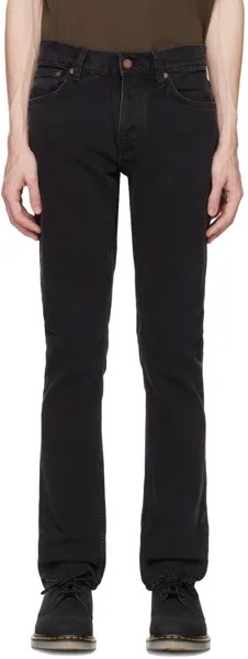 Черные узкие махровые джинсы Nudie Jeans