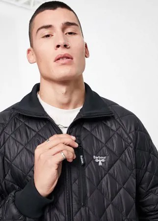 Черная стеганая куртка с воротником и манжетами в рубчик Barbour Beacon Fell-Черный цвет
