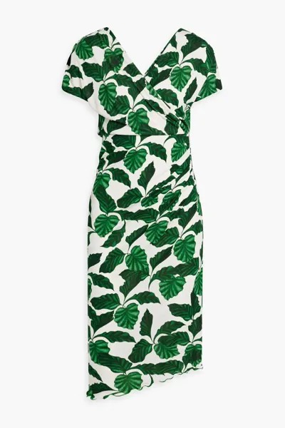 Платье миди из джерси с запахом и запахом Havana Diane Von Furstenberg, зеленый