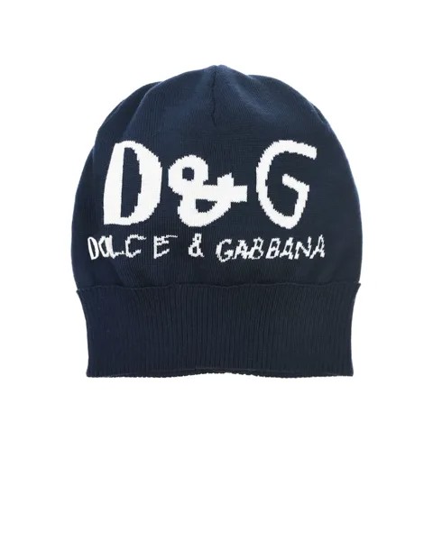 Синяя шапка с белым логотипом Dolce&Gabbana